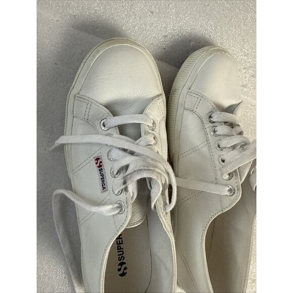 Superga Shoes Sneakers 39.5 white Leather Low Top  US Men’s 7 women’s 8.5 - Picture 10 of 16